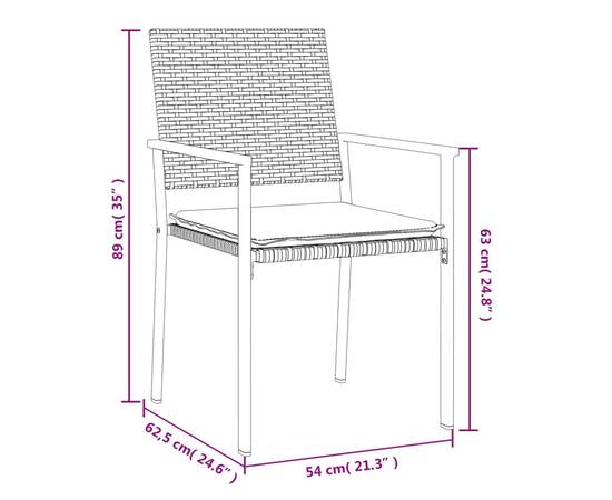 Set mobilier de grădină cu perne, 7 piese, poliratan și oțel, 10 image