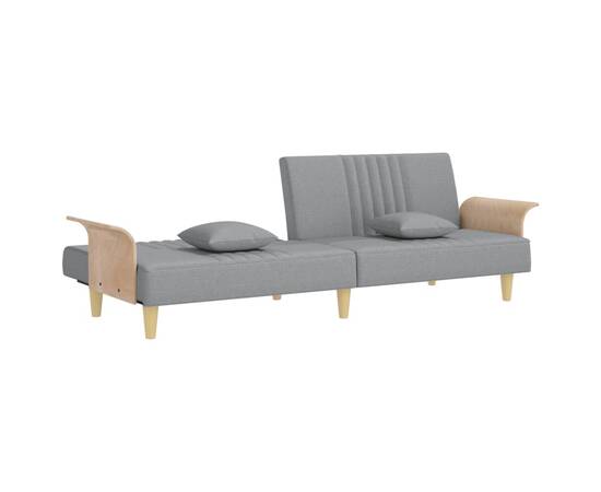 Canapea extensibilă cu cotiere, gri deschis, textil, 7 image