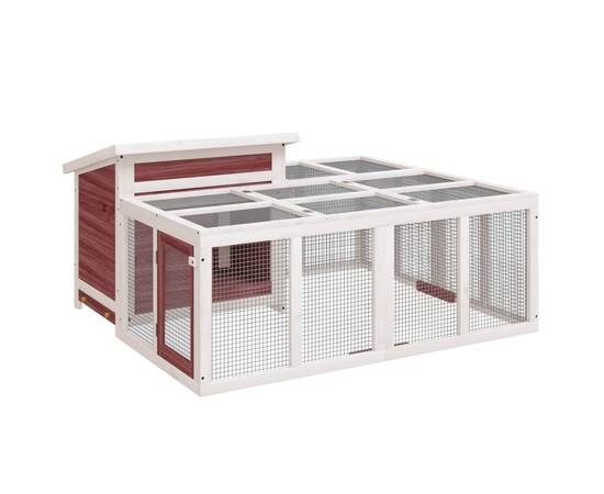 Cușcă de iepuri, cafeniu, 144x123x67,5 cm, lemn masiv de pin, 2 image