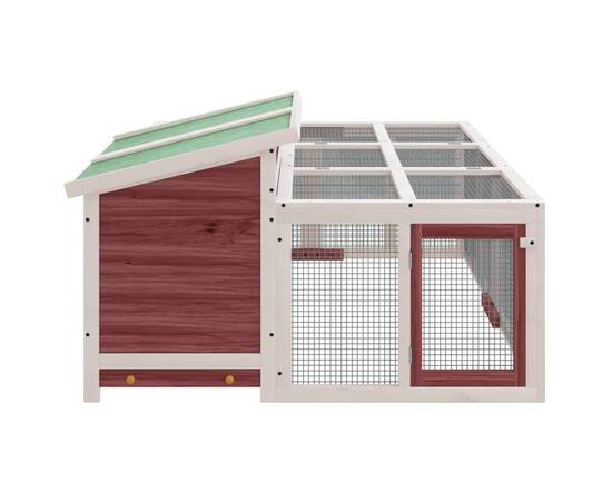 Cușcă de iepuri, cafeniu, 144x123x67,5 cm, lemn masiv de pin, 5 image