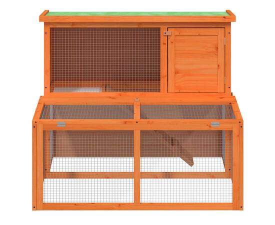 Cușcă pentru iepuri, maro, 102x90x84,5 cm, lemn masiv de pin, 3 image