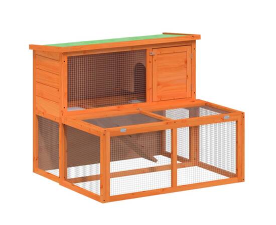 Cușcă pentru iepuri, maro, 102x90x84,5 cm, lemn masiv de pin, 2 image