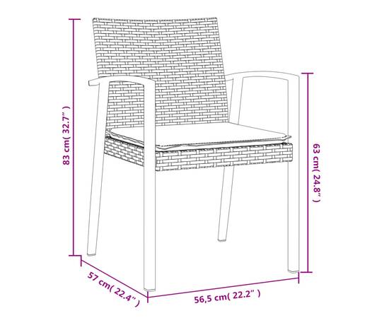 Set mobilier de grădină cu perne, 5 piese, poliratan și oțel, 10 image