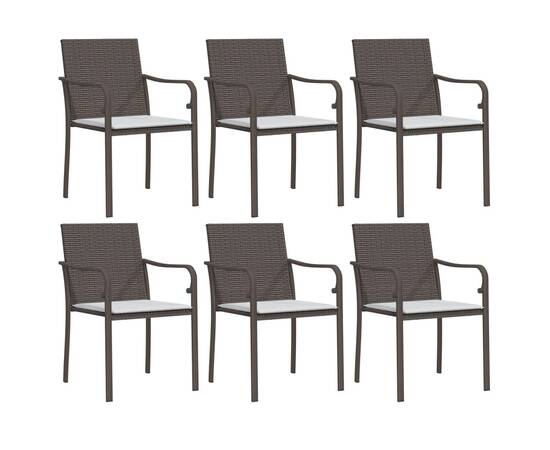 Set mobilier de grădină cu perne, 7 piese, poliratan și oțel, 4 image