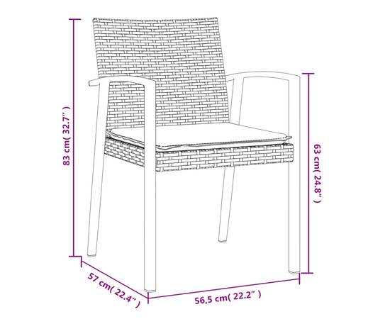 Set mobilier de grădină cu perne, 7 piese, poliratan și oțel, 10 image