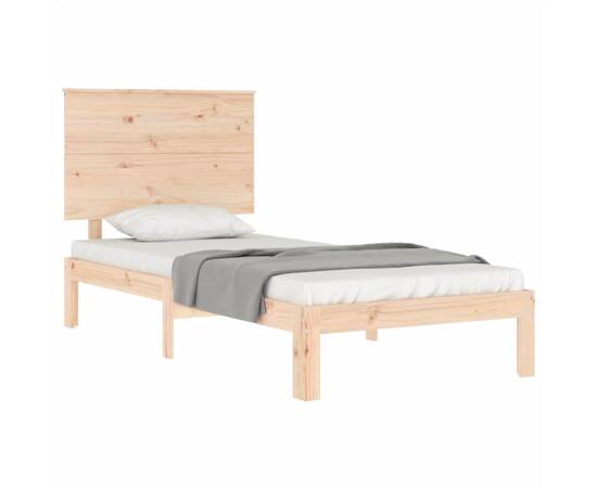 Cadru de pat cu tăblie, 90x200 cm, lemn masiv, 4 image