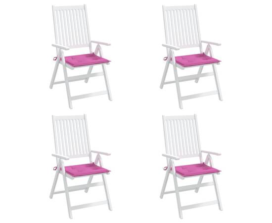 Perne scaun de grădină, roz, 4 buc., 40x40x3 cm, textil, 3 image