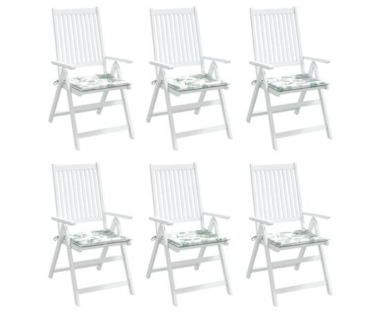 Perne scaun grădină, model frunze, 6 buc., 50x50x3 cm, textil, 3 image