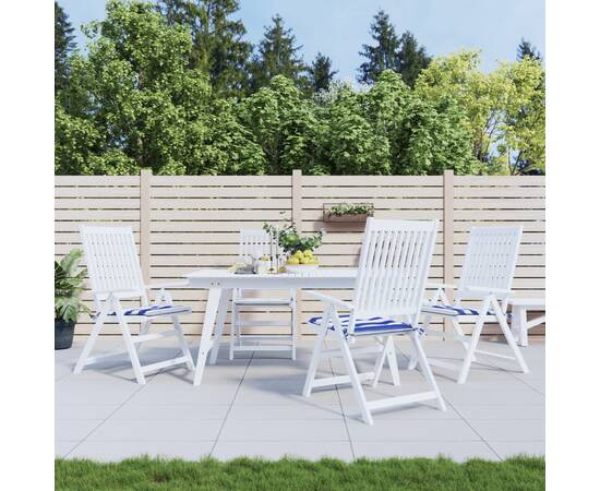 Perne scaun grădină 4 buc dungi albastru&alb 50x50x3 cm, textil