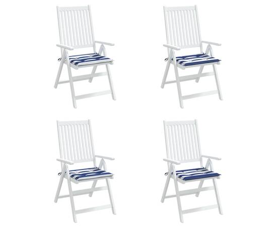 Perne scaun grădină 4 buc dungi albastru&alb 50x50x3 cm, textil, 3 image