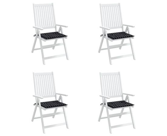Perne scaun grădină carouri negre, 4 buc. 50x50x3 cm, textil, 3 image