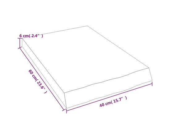 Poliță de perete, 40x60x6 cm, lemn masiv de stejar netratat, 4 image