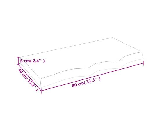 Poliță de perete, 80x40x6 cm, lemn masiv de stejar netratat, 4 image