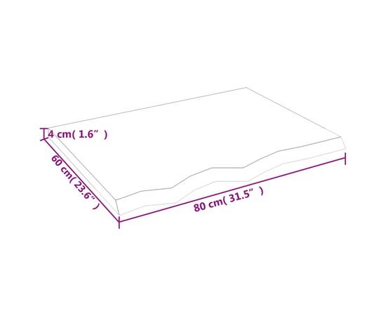 Poliță de perete, 80x60x4 cm, lemn masiv de stejar netratat, 4 image