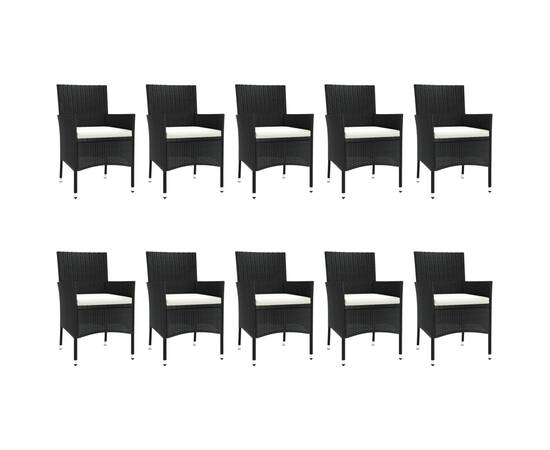 Set mobilier de exterior cu perne, 11 piese, negru, poliratan, 4 image