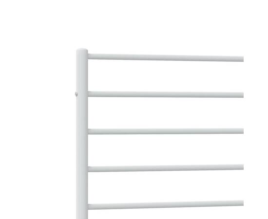Cadru de pat metalic cu tăblie de cap/picioare, alb, 80x200 cm, 9 image