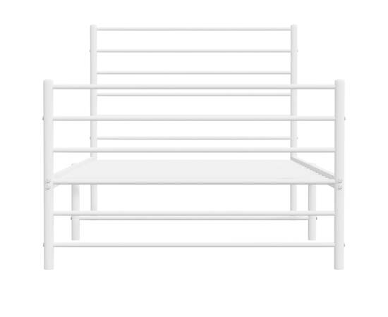 Cadru de pat metalic cu tăblie de cap/picioare, alb, 80x200 cm, 6 image