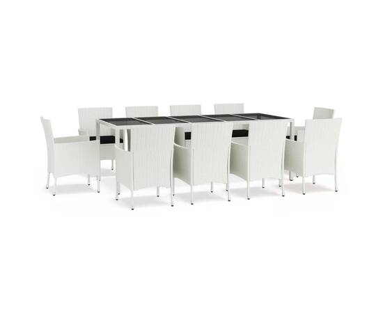 Set mobilier de grădină cu perne, 11 piese, alb, poliratan, 2 image