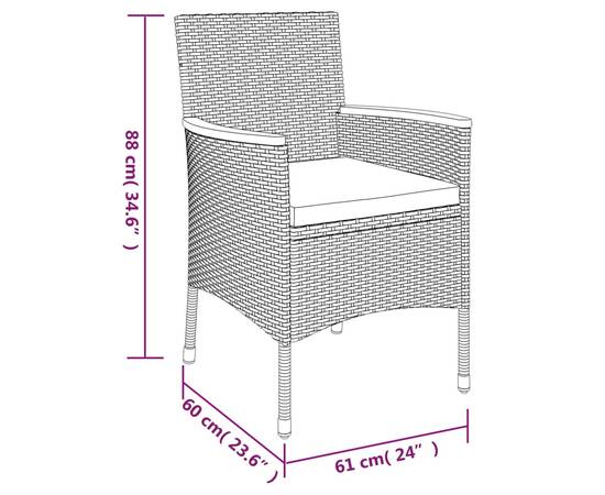 Set mobilier de grădină cu perne, 5 piese, gri, poliratan, 9 image