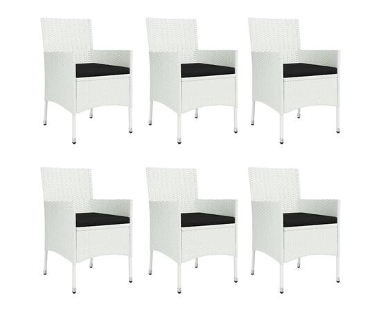Set mobilier de grădină cu perne, 7 piese, alb, poliratan, 4 image