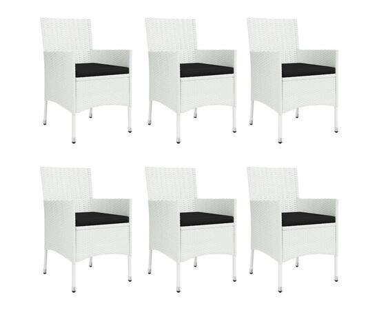 Set mobilier de grădină cu perne, 7 piese, alb, poliratan, 4 image