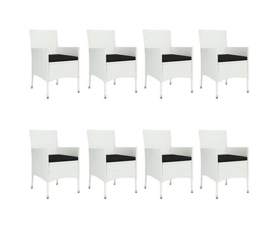 Set mobilier de grădină cu perne, 9 piese, alb, poliratan, 4 image