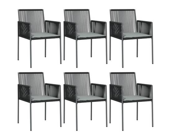 Set mobilier grădină cu perne, 7 piese, negru, poliratan & oțel, 4 image