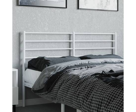 Tăblie de pat metalică, alb, 160 cm, 3 image
