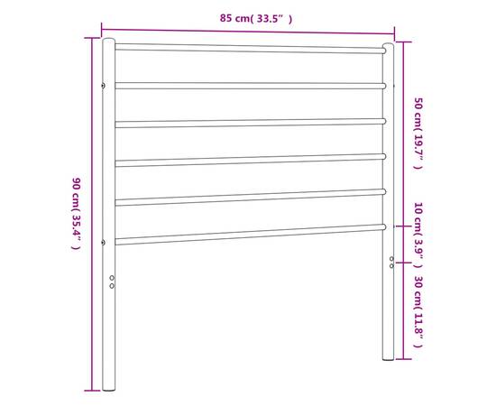 Tăblie de pat metalică, alb, 80 cm, 7 image