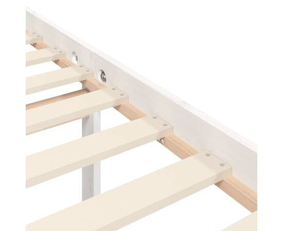 Cadru de pat cu tăblie, alb, 160x200 cm, lemn masiv, 10 image