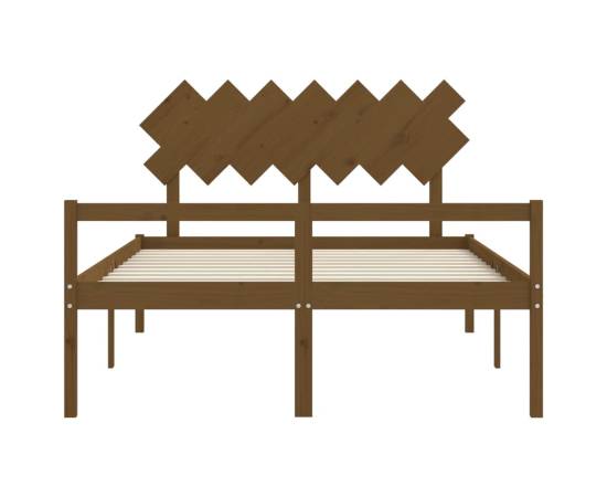 Cadru de pat cu tăblie, maro miere, 140x200 cm, lemn masiv, 6 image