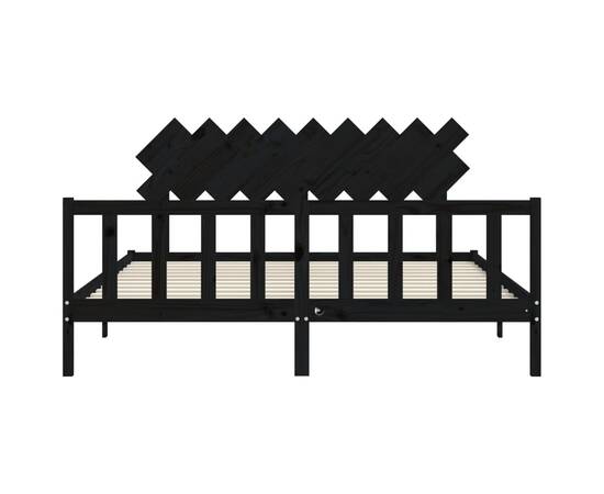 Cadru de pat cu tăblie super king size, negru, lemn masiv, 6 image