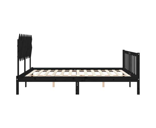 Cadru de pat cu tăblie super king size, negru, lemn masiv, 7 image