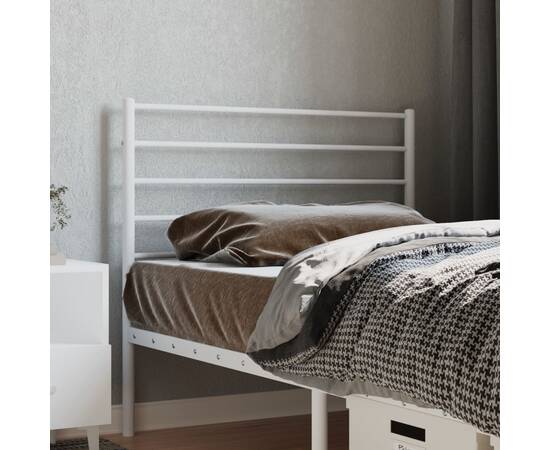 Tăblie de pat metalică, alb, 107 cm