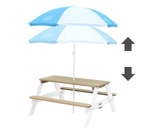 Axi masă de picnic pentru copii „nick” cu umbrelă, maro și alb, 8 image