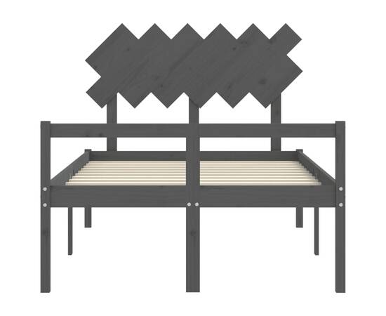 Cadru de pat cu tăblie, gri, 120x200 cm, lemn masiv, 6 image