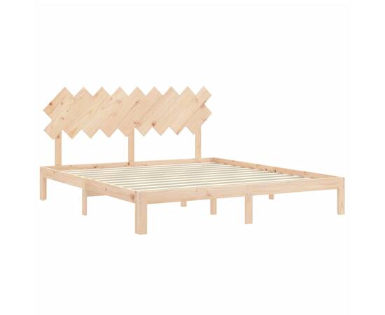 Cadru de pat cu tăblie super king size, lemn masiv, 5 image