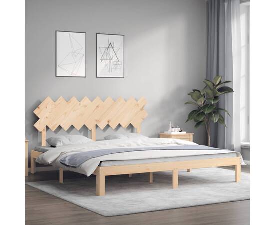 Cadru de pat cu tăblie super king size, lemn masiv, 3 image
