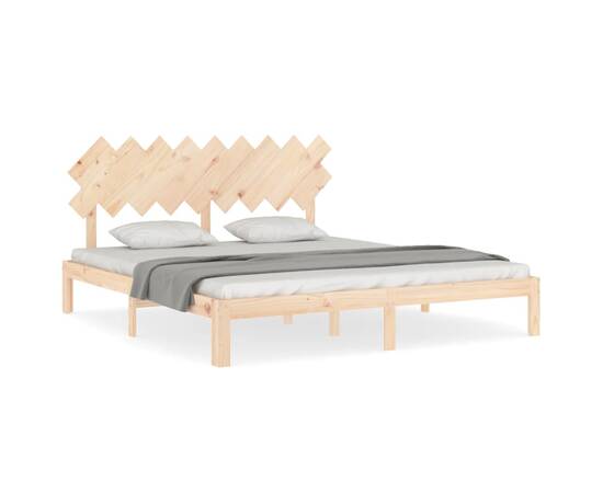Cadru de pat cu tăblie super king size, lemn masiv, 2 image