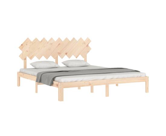 Cadru de pat cu tăblie super king size, lemn masiv, 4 image