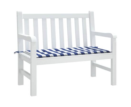 Pernă bancă grădină, albastru&alb, 120x50x3 cm, textil oxford, 3 image
