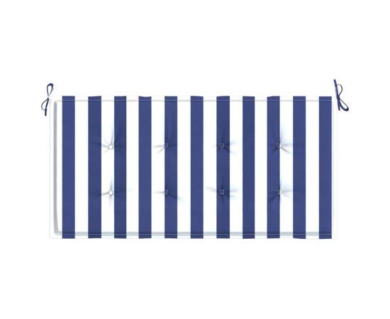Pernă bancă grădină, albastru&alb, 120x50x3 cm, textil oxford, 4 image