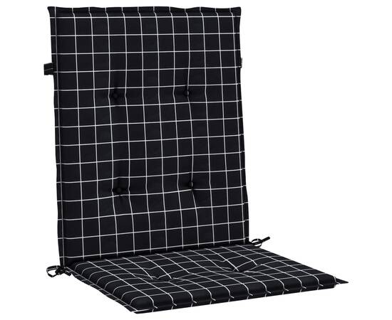 Perne de scaun spătar jos, 2 buc. negru, model carouri, textil, 4 image