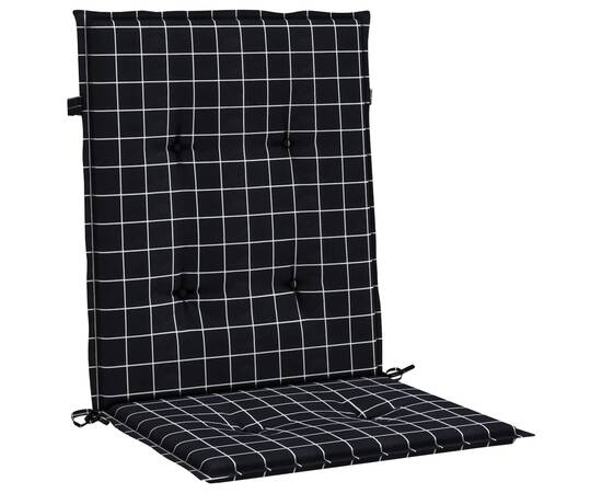 Perne de scaun spătar jos, 4 buc. negru, model carouri, textil, 4 image