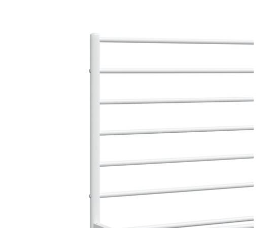 Cadru de pat metalic cu tăblie, alb, 135x190 cm, 9 image