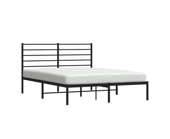 Cadru de pat metalic cu tăblie, negru, 140x190 cm, 4 image