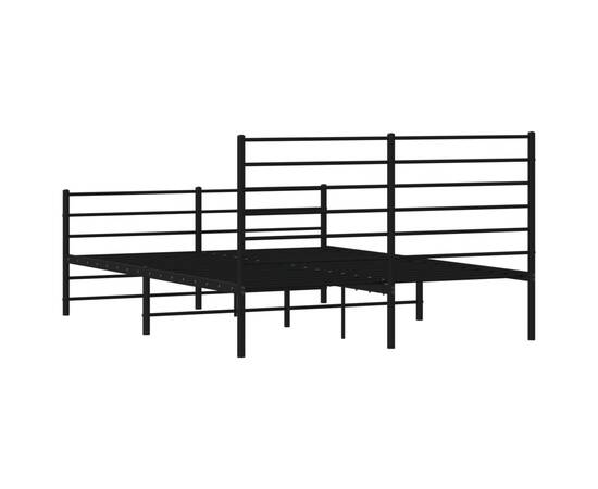 Cadru pat metalic cu tăblie de cap/picioare, negru, 140x190 cm, 8 image