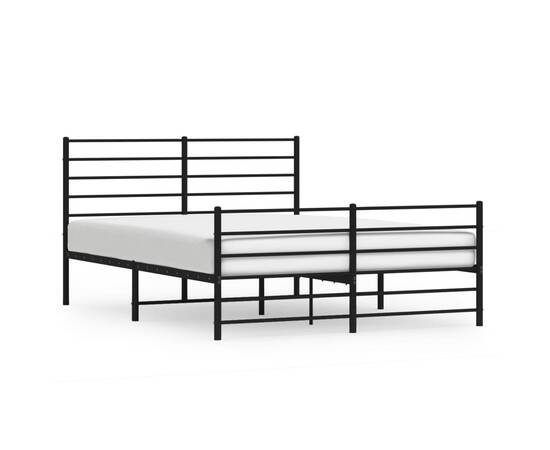 Cadru pat metalic cu tăblie de cap/picioare, negru, 140x190 cm, 2 image