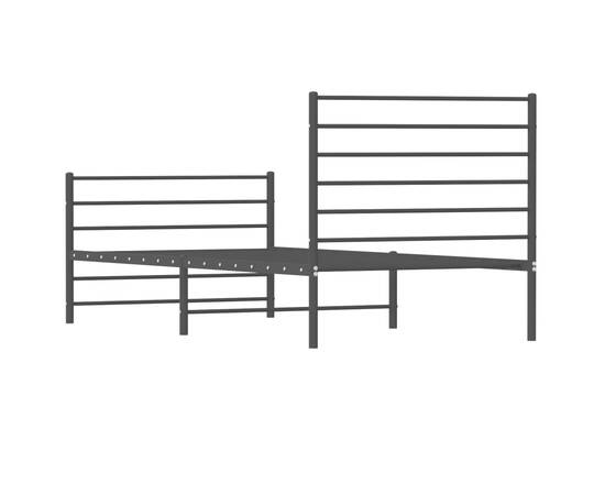 Cadru pat metalic cu tăblii de cap/picioare, negru, 90x200 cm, 8 image