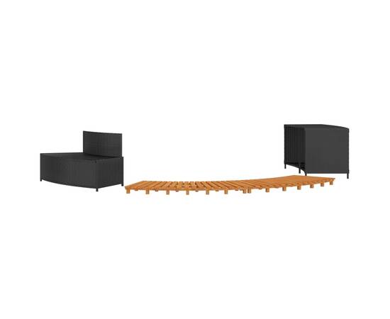 Mobilier de împrejmuire spa, negru, poliratan și lemn de acacia, 5 image